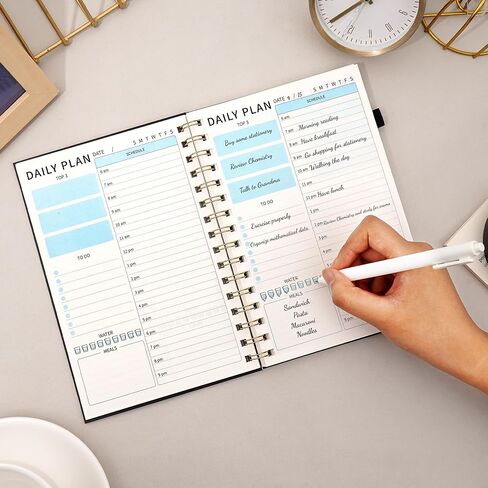 Daily Planner Undated to Do List Planner Notebook with Hourly Schedule 160 Pages Spiral Appointment Planner for Men and Women A5 Small Day Planner Organizer Notebook, Black in Saudi Arabia