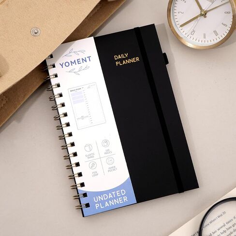 Daily Planner Undated to Do List Planner Notebook with Hourly Schedule 160 Pages Spiral Appointment Planner for Men and Women A5 Small Day Planner Organizer Notebook, Black in Saudi Arabia