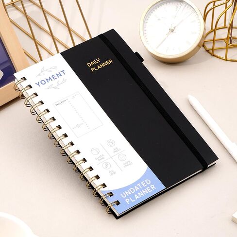 Daily Planner Undated to Do List Planner Notebook with Hourly Schedule 160 Pages Spiral Appointment Planner for Men and Women A5 Small Day Planner Organizer Notebook, Black in Saudi Arabia