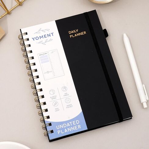 Daily Planner Undated to Do List Planner Notebook with Hourly Schedule 160 Pages Spiral Appointment Planner for Men and Women A5 Small Day Planner Organizer Notebook, Black in Saudi Arabia