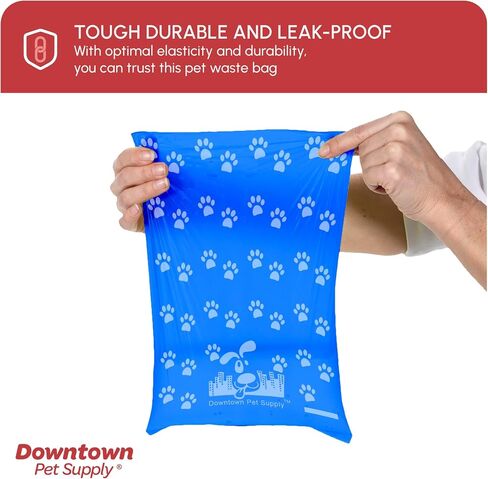 Downtown Pet Supply Poop Bags for Dogs with Dispenser, 1000 Count - Leak-Proof Dog Waste Bags and Bone-Shaped Dog Poop Bags Holder for Leash - Rainbow with Paw Prints, 12.5" x 8.5" in Saudi Arabia