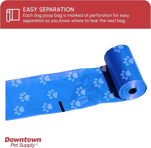Downtown Pet Supply Poop Bags for Dogs with Dispenser, 1000 Count - Leak-Proof Dog Waste Bags and Bone-Shaped Dog Poop Bags Holder for Leash - Rainbow with Paw Prints, 12.5" x 8.5" in Saudi Arabia