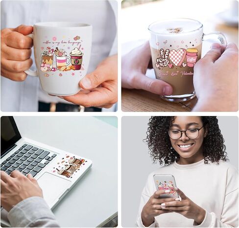 AFRITEE UV DTF Cup Wraps - 24 Sheets Coffee Drinks Uvdtf Cup Wrap for 16 oz Glass Water Bottle, Strawberry Milk Tea Ice Cream Waterproof Transfer Sticker DIY Mug Tumbler Craft Creative Gifts for Women in Saudi Arabia