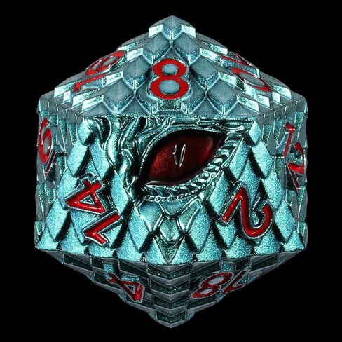 33mm Dragon Scale Dice,Dragon Eye DND Metal Dice with Gift Metal Box for Dungeons and Dragon Tabletop Game (Grass Green & Red Eye) in Saudi Arabia