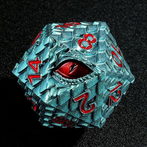 33mm Dragon Scale Dice,Dragon Eye DND Metal Dice with Gift Metal Box for Dungeons and Dragon Tabletop Game (Grass Green & Red Eye) in Saudi Arabia