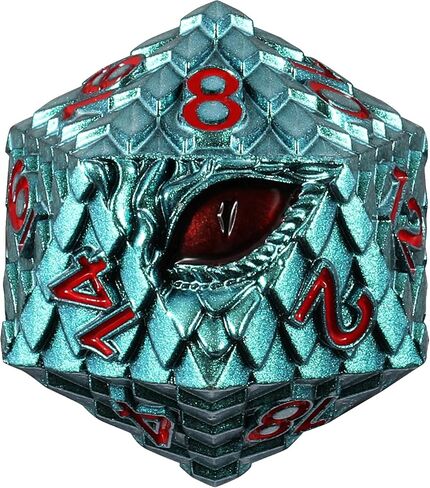 33mm Dragon Scale Dice,Dragon Eye DND Metal Dice with Gift Metal Box for Dungeons and Dragon Tabletop Game (Grass Green & Red Eye) in Saudi Arabia