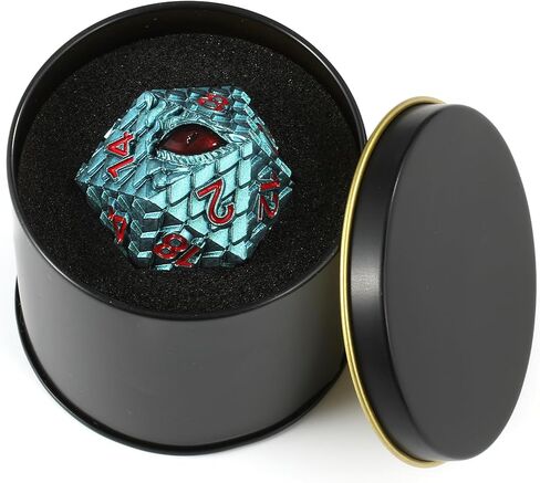 33mm Dragon Scale Dice,Dragon Eye DND Metal Dice with Gift Metal Box for Dungeons and Dragon Tabletop Game (Grass Green & Red Eye) in Saudi Arabia