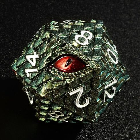 33mm Dragon Scale Dice,Dragon Eye DND Metal Dice with Gift Metal Box for Dungeons and Dragon Tabletop Game (Grass Green & Red Eye) in Saudi Arabia