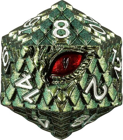 33mm Dragon Scale Dice,Dragon Eye DND Metal Dice with Gift Metal Box for Dungeons and Dragon Tabletop Game (Grass Green & Red Eye) in Saudi Arabia