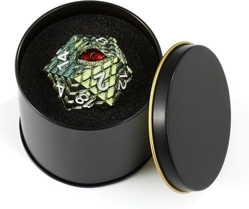 33mm Dragon Scale Dice,Dragon Eye DND Metal Dice with Gift Metal Box for Dungeons and Dragon Tabletop Game (Grass Green & Red Eye) in Saudi Arabia