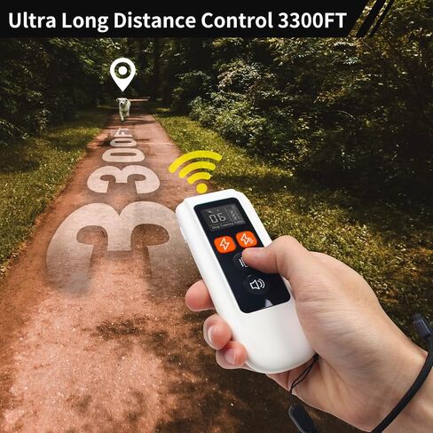 Dog Shock Collar, 3300FT Dog Training Collar with Remote Control, IPX7 Waterproof, 3 Training Modes, Beep, Shock, Vibration, Rechargeable, for All Breeds Small Medium Large Dogs (White) in Saudi Arabia