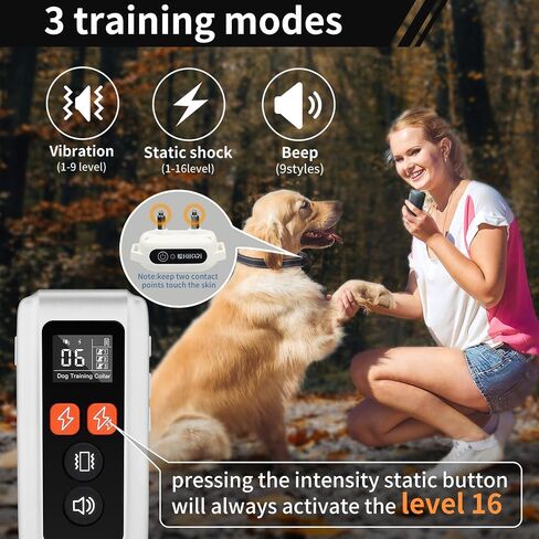 Dog Shock Collar, 3300FT Dog Training Collar with Remote Control, IPX7 Waterproof, 3 Training Modes, Beep, Shock, Vibration, Rechargeable, for All Breeds Small Medium Large Dogs (White) in Saudi Arabia