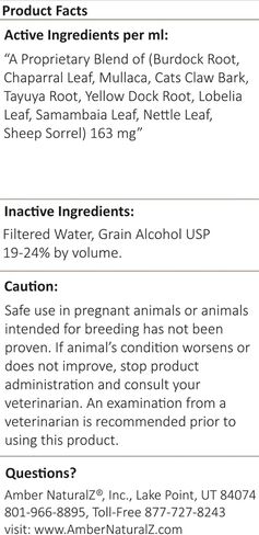 Amber NaturalZ Tumoxil Deep Skin Health Herbal Supplement for Dogs and Puppies | Canine Herbal Supplement for Skin and Metabolism Support | 1 Fluid Ounce Glass Bottle | Manufactured in The USA in Kuwait