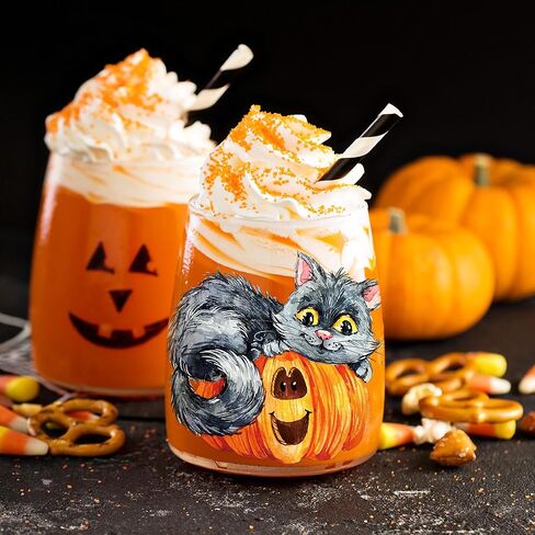 AFRITEE Transfer Cup Wraps Stickers - 20 Sheets Halloween Uvdtf Cup Wraps for 16 Glass Coffee Cups, Crow Scarecrow Pumpkin Skull Rub on Transfer Stickers Decal for Furniture Halloween Decoration in Kuwait