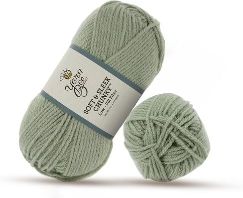 Yarn Bee 5 - Bulky Yarn for Crocheting & Knitting – Soft Yarn Skein – 211 Yards of Low Pill Acrylic Yarn for Crocheting Blankets, Hats, & More – Craft Supplies for Handcrafting, Sage in Saudi Arabia