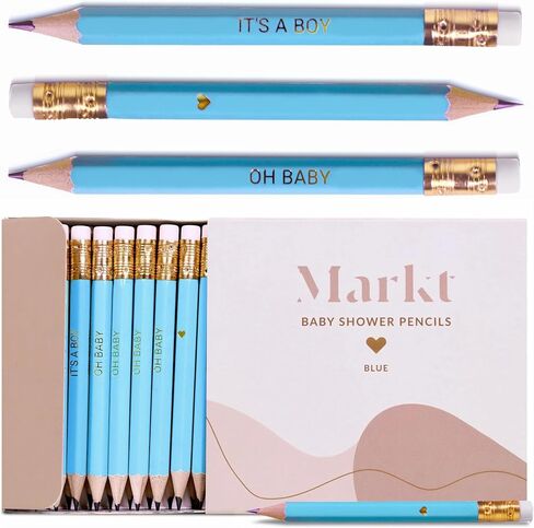 Markt Mini Pencils For Baby Shower Games For Girl Or Boy, Heart Pencils, Small Pencil Set (White) in Saudi Arabia
