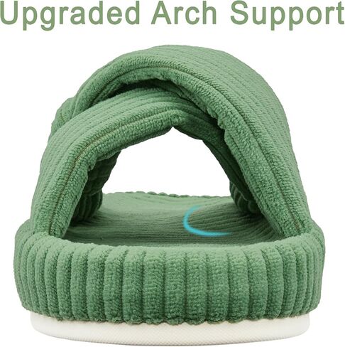 Women's House Slippers Corduroy Indoor Slippers Memory Foam Bedroom Open Toe Slippers Cross Band House Shoes in Saudi Arabia