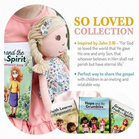 Elly & Grace Bible Stories for Kids, So Loved Collection: Book and Doll Set Teaching Christian Toddlers Faith Lessons, Great Baby Baptism Gifts for Girls (Grace Doll) in Saudi Arabia