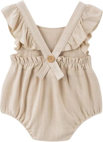 Simplee kids Baby Girls Handmade Solid Color Romper for Spring Newborn Infant Baby Outfit Jumpsuit Bodysuit in Kuwait