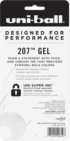 uni - ball uni-ball 207 Retractable Gel Pens, Ultra Micro Point (0.38mm), Blue, 5 Count in Saudi Arabia