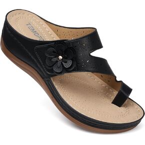 TEMOFON Flip Flops for Women Dressy: Black Size 8 Comfortable Walking Summer Sandals Woman 2025 - Slip On Casual Thong Sandal