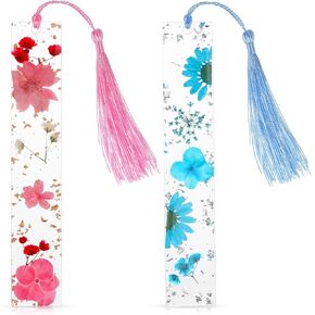 2 PCS راتنج مرجعية للزهور المجفف للقراءة للنساء ، وإشارات الزهور المجففة مع الشرابات ، وملحقات الكتب لعشاق القراءة ، وهدية لدودة الكتب ، والقراء ، والأدبيين ، والطلاب ، والمعلمين in Kuwait