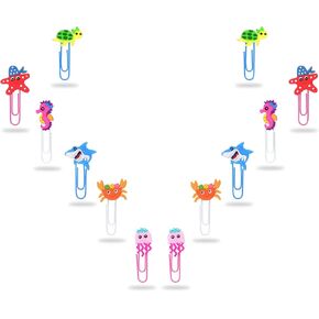 Cute Bookmark, 12 Pcs Unique Lovely Animal Paper Clips Bookmarks for Students Reading Office (Dinosaurs)