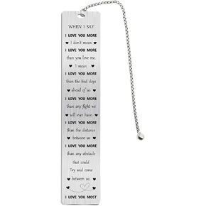 Jzxwan I Love You Gifts Bookmark for Him Her, When I Say I Love You More Note, Personalized Wedding Anniversary Present for Husband Wife, Unique Birthday Gifts for Men Women