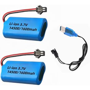 3.7V 1600mAh بطارية LI-ION مع SM-2P PLUCT لـ 9962 8837 RC لعبة سيارة السيارة بطارية شاحنة 2 حزمة مع شاحن USB