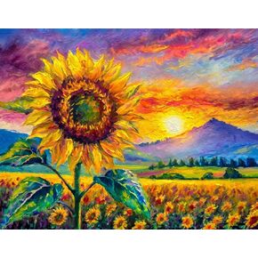 Springbok's Sunflower Sunset 1000 Piece Jigsaw Puzzle is a Serene, Nature Inspired Image in an Impressionistic Style