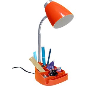 Simple Designs LD1067-BLU Compartmental Desk Lamp with iPhone/iPad/Tablet Stand, Bendable Gooseneck, for Office, Living Room, Nightstand, Library, Entryway, Blue