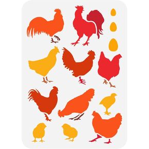FINGERINSPIRE Chicken Stencil for Painting 8.3x11.7inch Reusable Cock Drawing Stencil Plastic Hen Pattern Stencil Animal Theme Craft Stencil for Painting on Wall Furniture DIY Home Decor