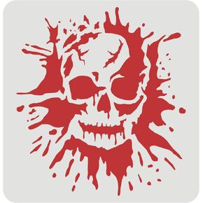 FINGERINSPIRE Bleeding Scary Skull Sturdy Stencil 11.8x11.8inch Horror Human Skeleton Sheet Large Painting Decoration Reusable Mylar Template for Wall and Fabric Wood Signs Home Decor