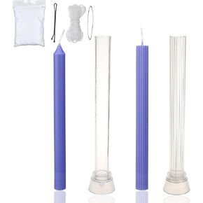 Milivixay 2pcs قوالب شمعة تفتق - قوالب شموع عمود - مثالية لصنع شموع الطوارئ ، شموع رنين ، شموع طاولة - تسيطر على 30 قدمًا ، وسلك 1pc و 1pc wick clip.