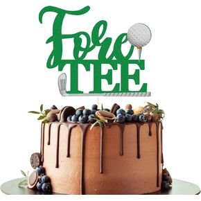 Pyqwa Golf Cake Topper ، كرة رياضية خضراء لعيد الميلاد أو مواد ديكور ديكور حفلة التقاعد ، 1 كعكة