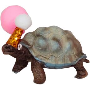 Sea Turtle Cake Topper, Party Solid Sea Turtle Animal Tortoise Cake Topper With Birthday Party Hat Balloon For Birthday Cake Decorations