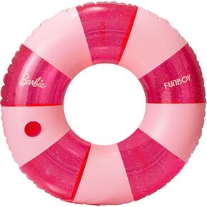 Barbie & Funboy Vintage Stripe Glitter Tube Ring Pool مع حامل كوب
