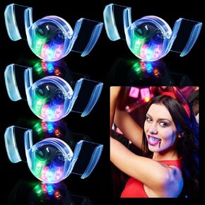 Lewtemi 4 Pcs Flashing Mouth Teeth Guard Light up Teeth Light up Mouthpiece Glow LED Party Favors for Halloween Rave Party Supplies Gift