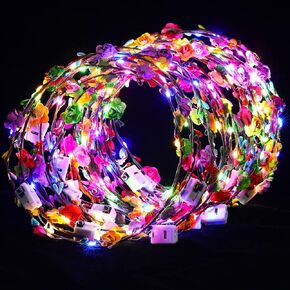 Syhood 40 Pcs LED Flower Headband, Light up Flower Crown Garland Headdress Floral Headpiece for Women Hair Accessories Valentine's Day Holiday Birthday Wedding Party(Plum Blossom Style)