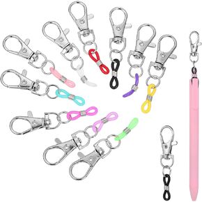 VILLCASE 10pcs Retractable Pen Holder Clips for Badge Reel, Portable Pen Clips for Lanyard, Clip-on Badge Reel Accessories for Key Chain Marker Key Highlighters (Pen Not Included)