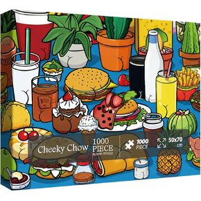 Funny Food Butts Puzzle 1000 Pieces for Adults, Colorful Plant Collage Jigsaw Puzzle, Fun Fruit Ice Cream Puzzle
