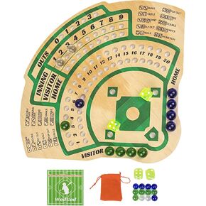 Baseball Board Game,Baseball Dice Board Game,Solid Wood,12 Colourful Beads and Dice,Manual Included,Portable,Perfect for Home Party,Family Night and Road Trip (Sector)