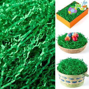 JOYIN 24oz (680g) Easter Dark Green Grass, Pure Dark Green Recyclable Paper Grass, Shred Raffia Crinkle Cut for Easter Egg Hunt, Basket Stuffer Filler, Party Bag Decor Favors, Gift Wrapping