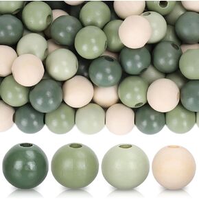 200Pcs Sage Green Wooden Beads 16mm Craft Wood Beads for Farmhouse Garland DIY Craft Wedding Bridal Shower Birthday Decor
