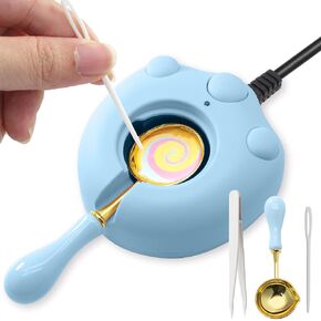 Electric Wax Warmer, Wax Seal Melter Black Electric Wax Seal Kit with Spoon, Tweezer and Stir Stick for Melting Wax Seal Beads and DIY Wax Seals