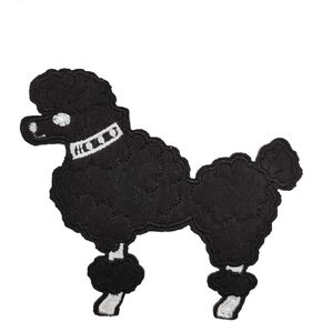 Cute-Patch 1950s Women Costume Small Black Poodle Embroidered Iron on Patch