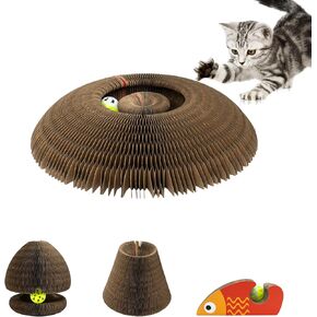 Kitty Curlz Magic Organ Cat Toy，Kittykurlz Cardboard Cat Toy， Cat Cardboard with Bell Ball for Mental & Physical Exercise，Interactive Cat Toys for Indoor Cats(qiao)