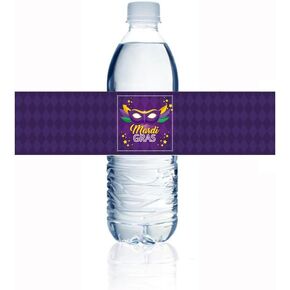 36pcs Mardi Gras Party Supplies ملصقات زجاجة ماء ملصق