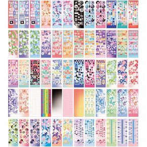 60 Sheets Kpop Photocard Stickers Book, Glitter Self Adhesive Deco Stickers Butterfly Stars Heart Ribbons Deco Korean Stickers Book for Photocards Toploaders Scrapbook Decor Art Card Crafts (1600pcs+)