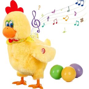 SOMOYA Chicken Laying Egg Toys Animal Toy Electric Plush Crazy Toy Dancing with Sound Music Easter Toys Yellow